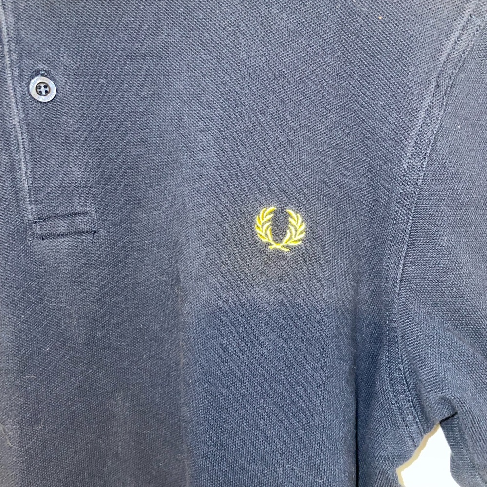 Fred Perry Polo Navy/Yellow/Grey Slim Large - Picture 2 of 3